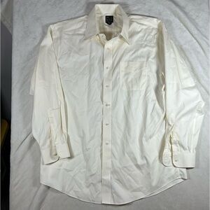 Joe. A. Bank 17.5-35 Traveler Collection Tailored Fit Pale Yellow White Shirt